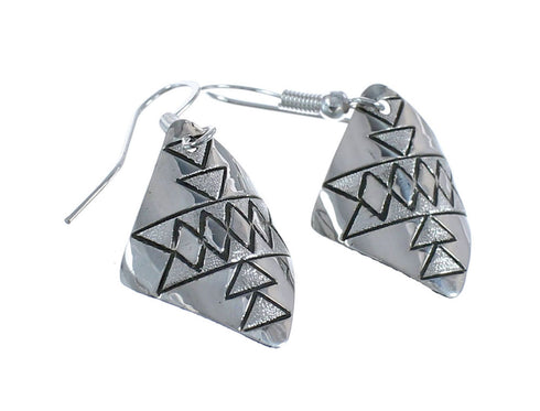 Native American Genuine Sterling Silver Hook Dangle Earrings JX126802